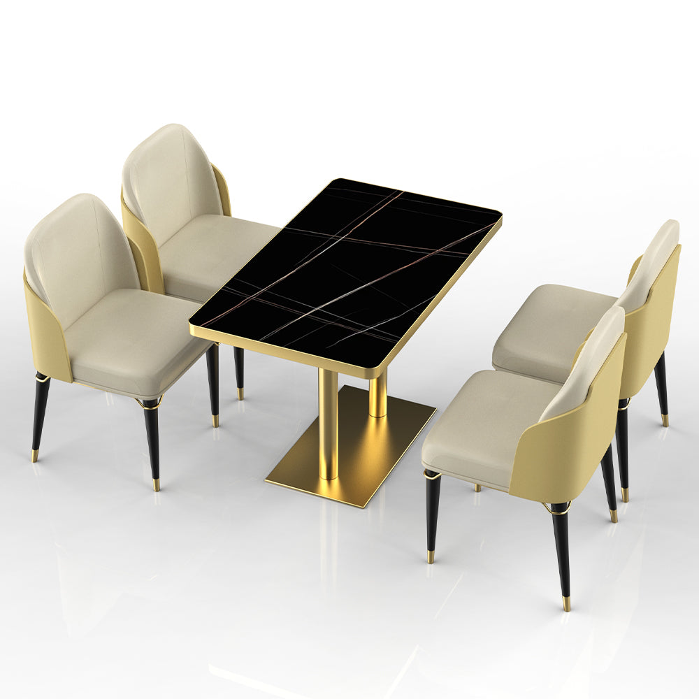HUALIN Restaurant luxury sintered stone dining table with comfortable chairs, customizable material, color and size