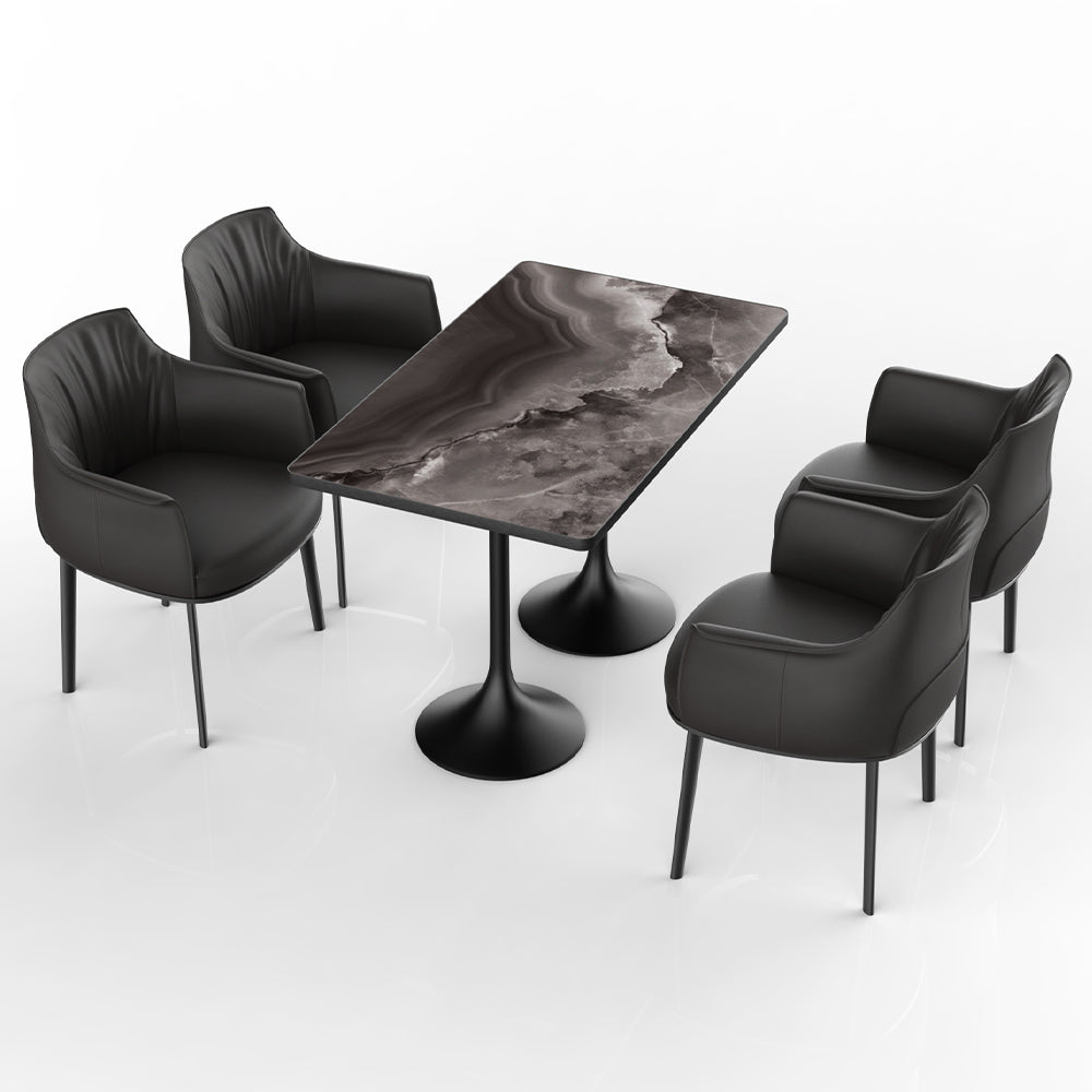 HUALIN Restaurant luxury sintered stone ceramic dining table with comfortable chair