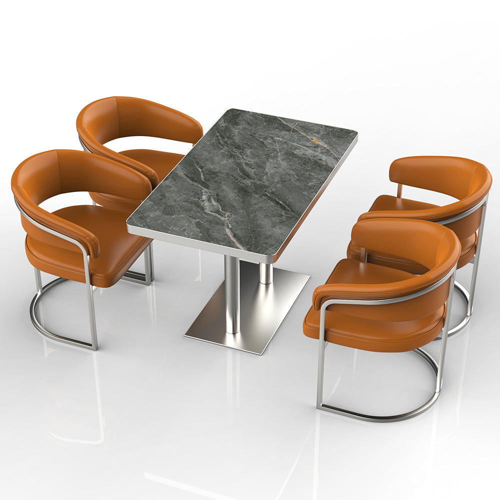 HUALIN Restaurant luxury sintered stone dining table with comfortable chairs, customizable material, color and size