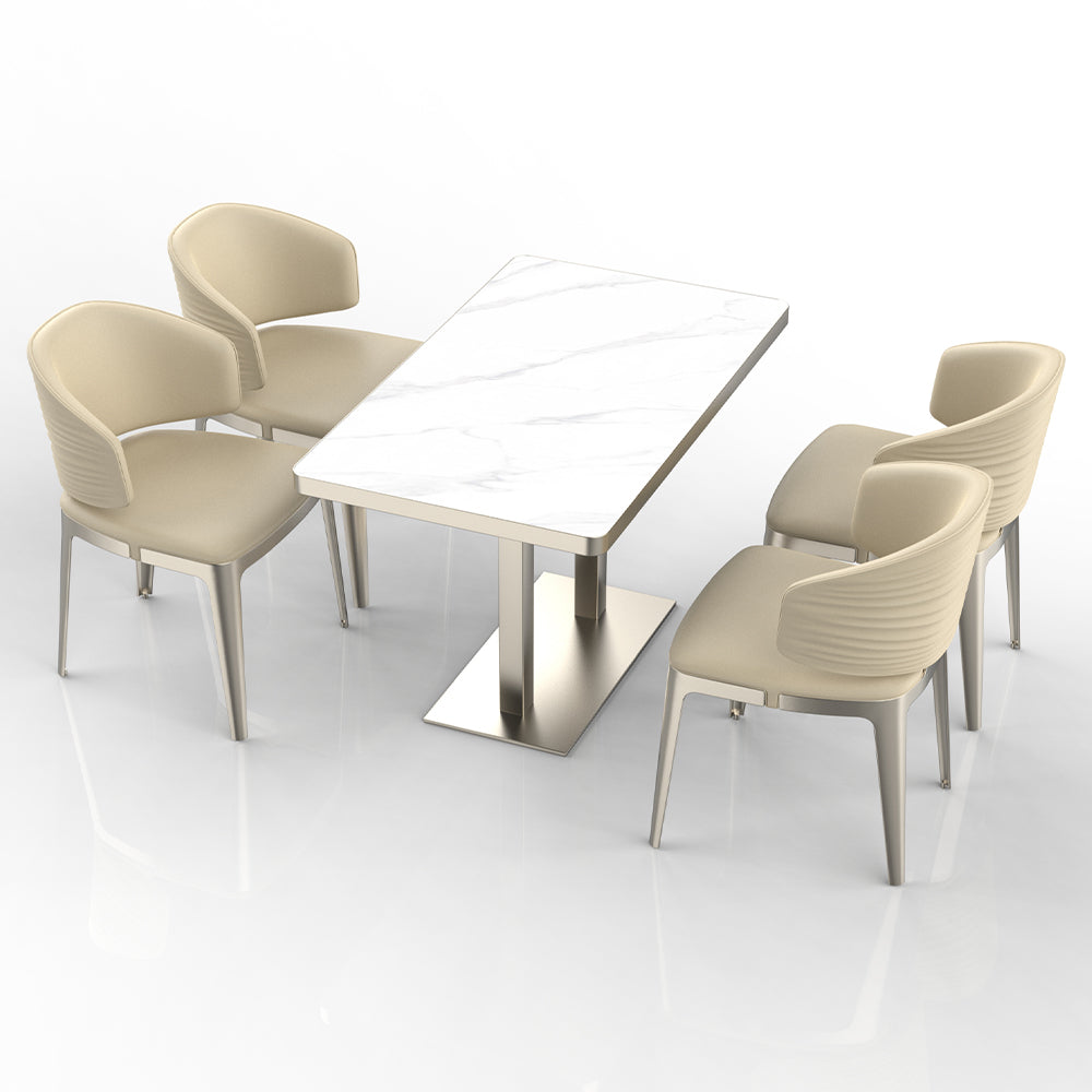 HUALIN Restaurant luxury sintered stone dining table with comfortable chairs, customizable material, color and size