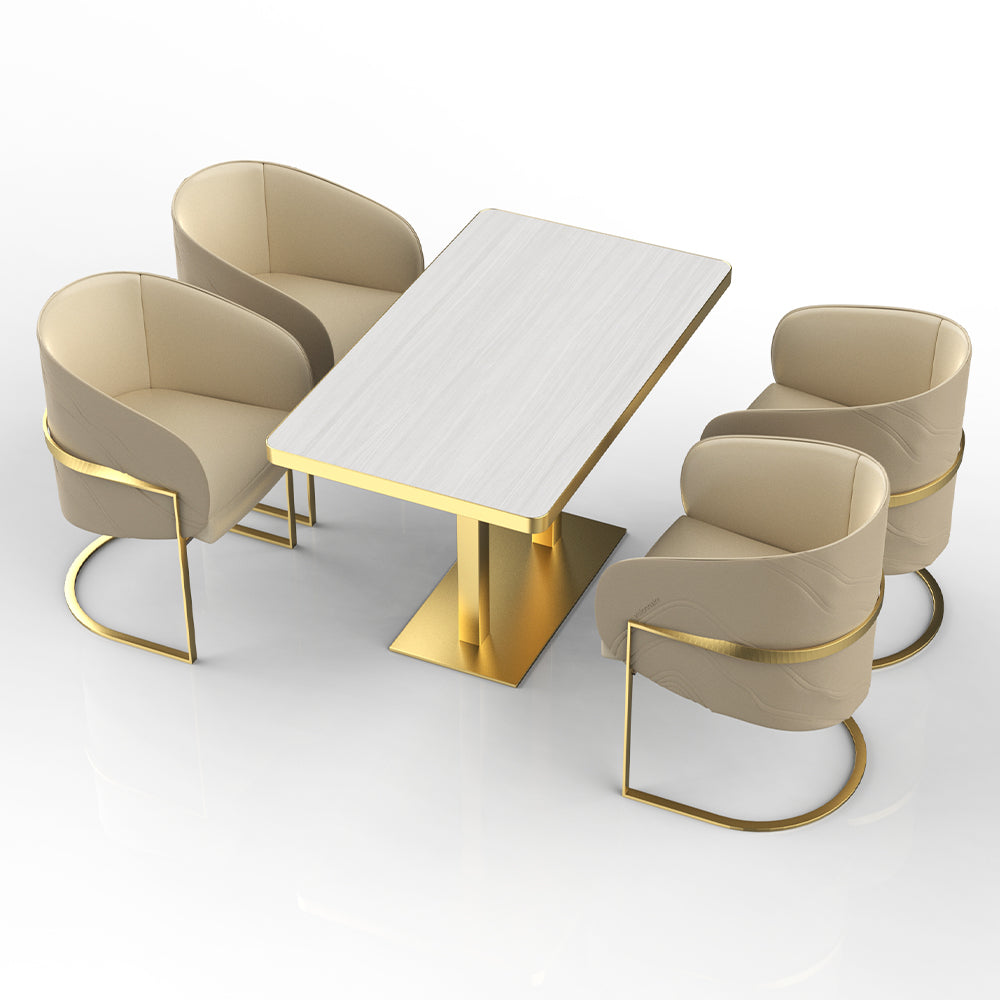 HUALIN Restaurant luxury sintered stone dining table with comfortable chairs, customizable material, color and size