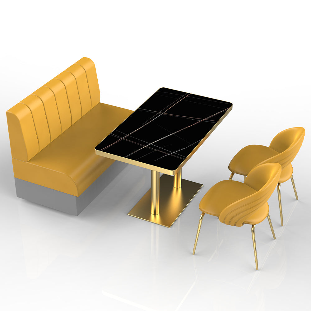 HUALIN Restaurant Luxury Sintered Stone Ceramic Dining Table And Chair Comfortable Booth