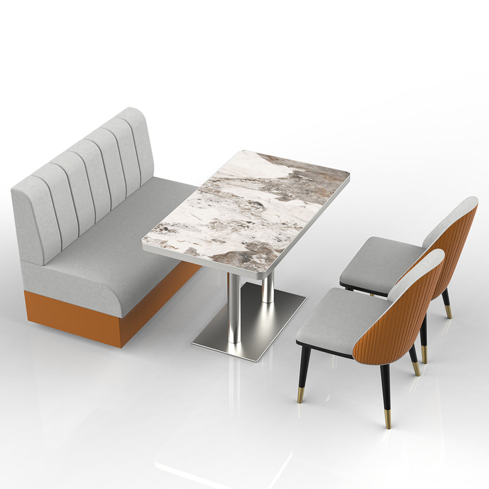 HUALIN Restaurant luxury sintered stone marble dining table chairs comfortable booths, material size color batch customization