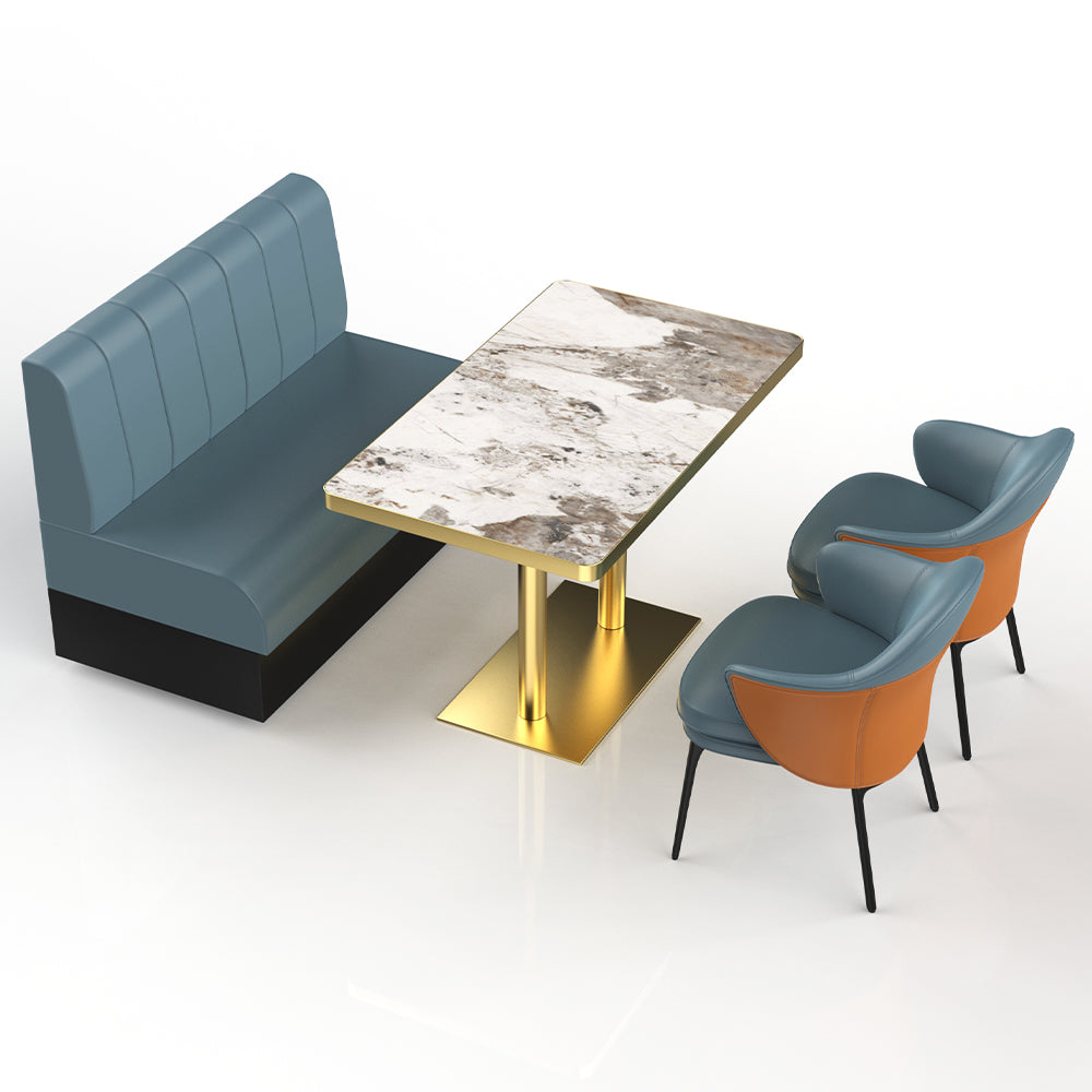 HUALIN Restaurant Luxury Sintered Stone Ceramic Dining Table And Chair Comfortable Booth