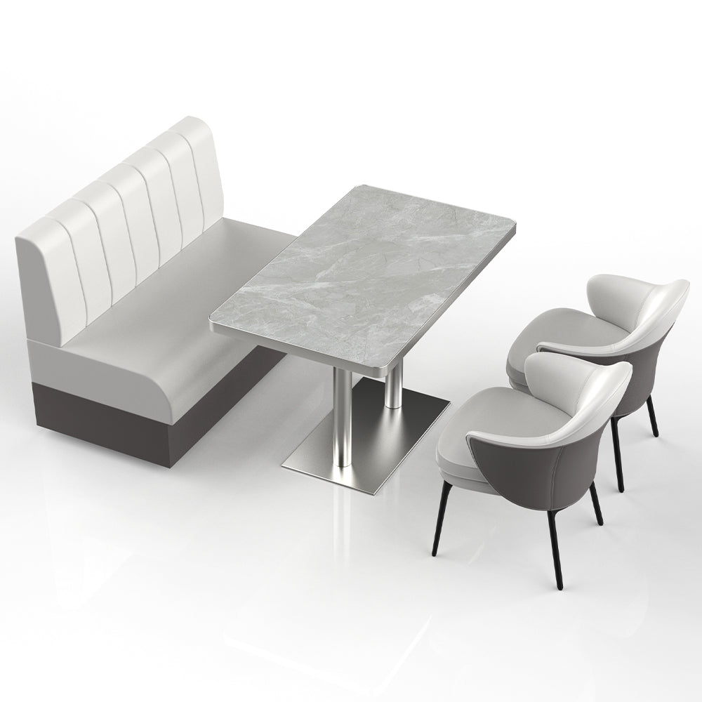 HUALIN Restaurant Luxury Sintered Stone Ceramic Dining Table And Chair Comfortable Booth