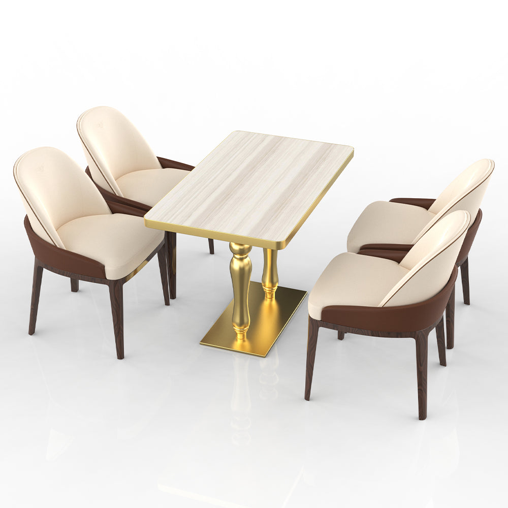 HUALIN Restaurant luxury sintered stone dining table with comfortable chairs, customizable material, color and size