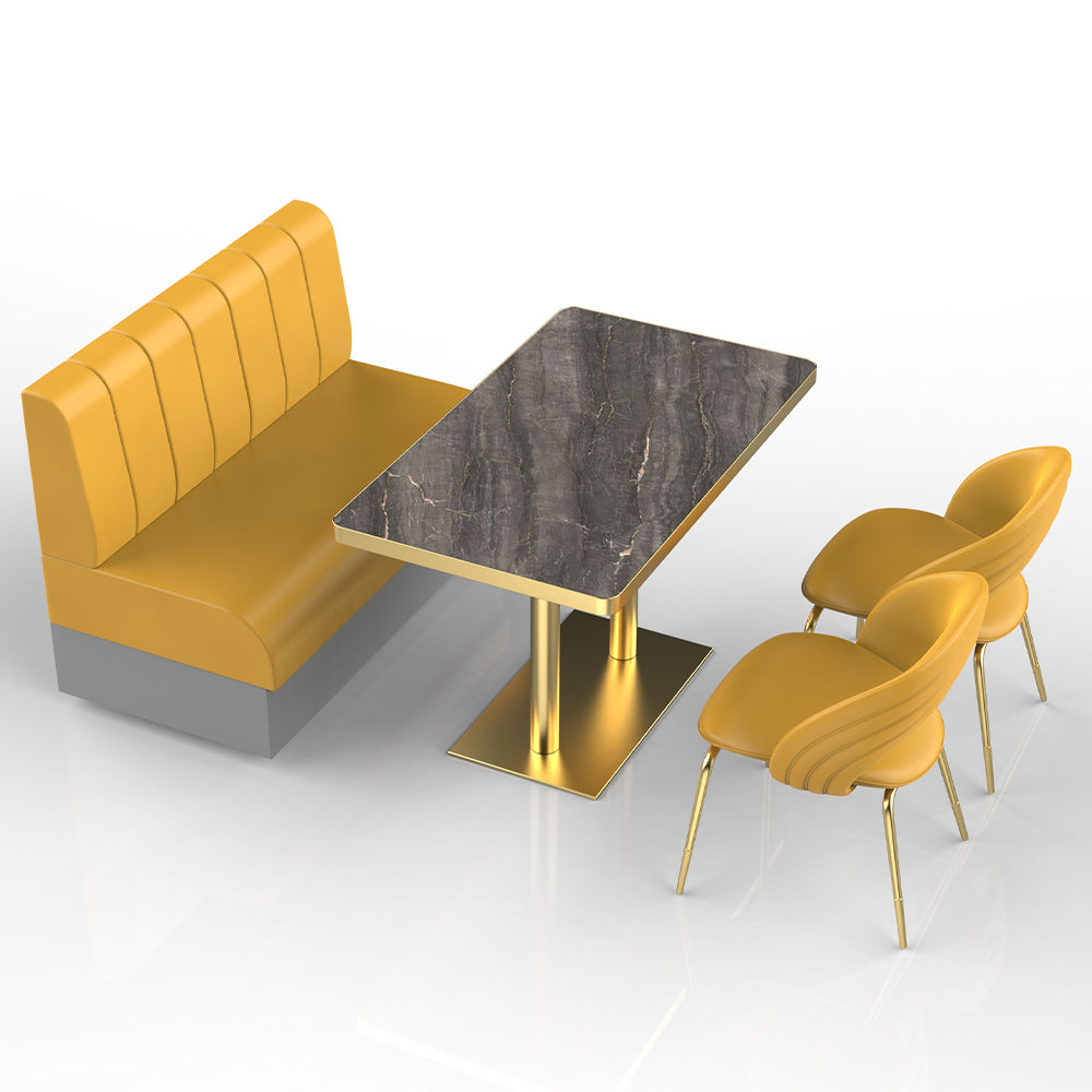 HUALIN Restaurant Luxury Sintered Stone Ceramic Dining Table And Chair Comfortable Booth