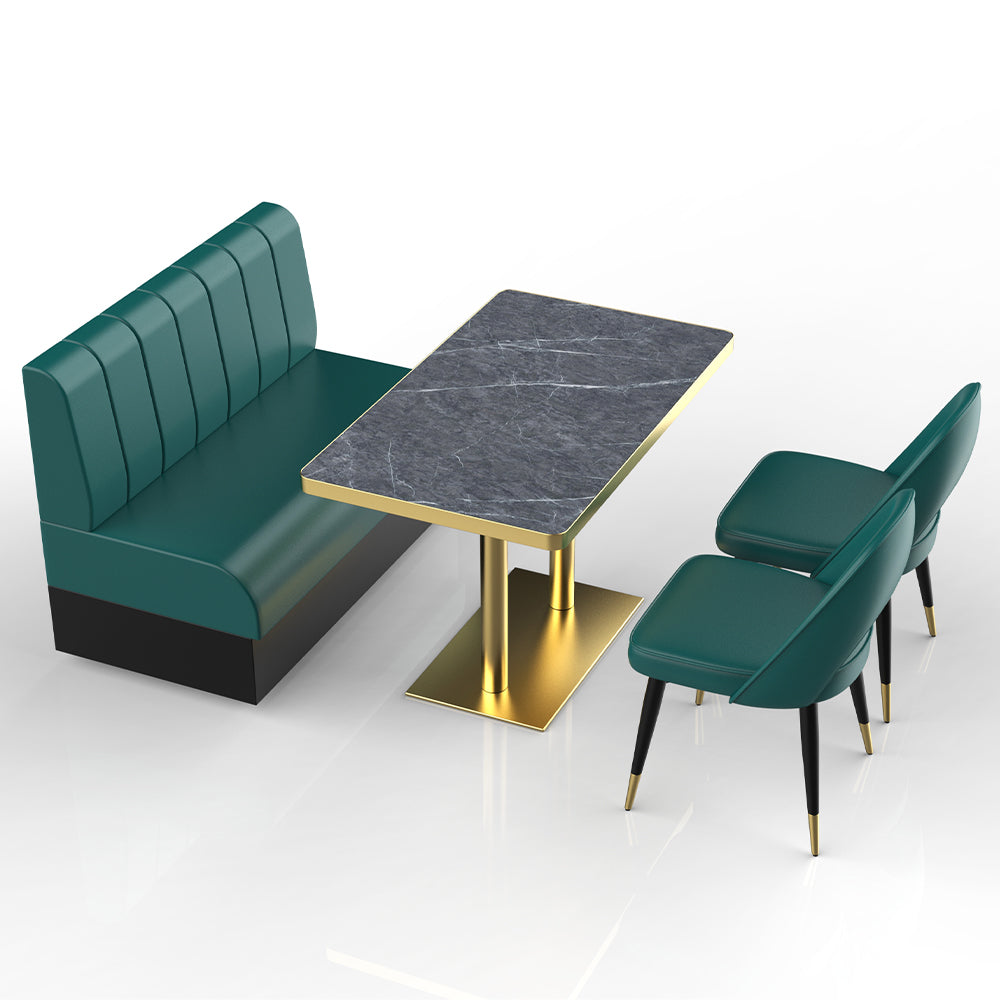 HUALIN Restaurant luxury sintered stone marble dining table chairs comfortable booths, material size color batch customization