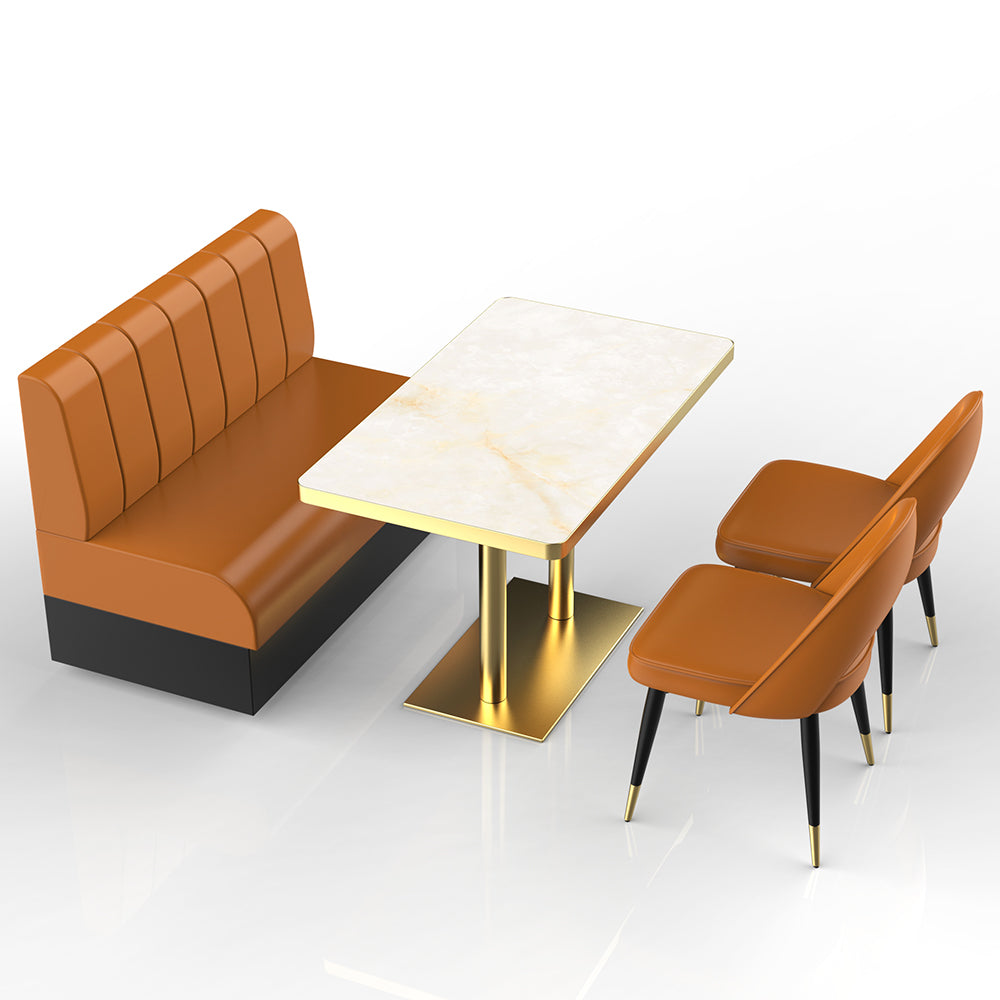 HUALIN Restaurant Luxury Sintered Stone Ceramic Dining Table And Chair Comfortable Booth