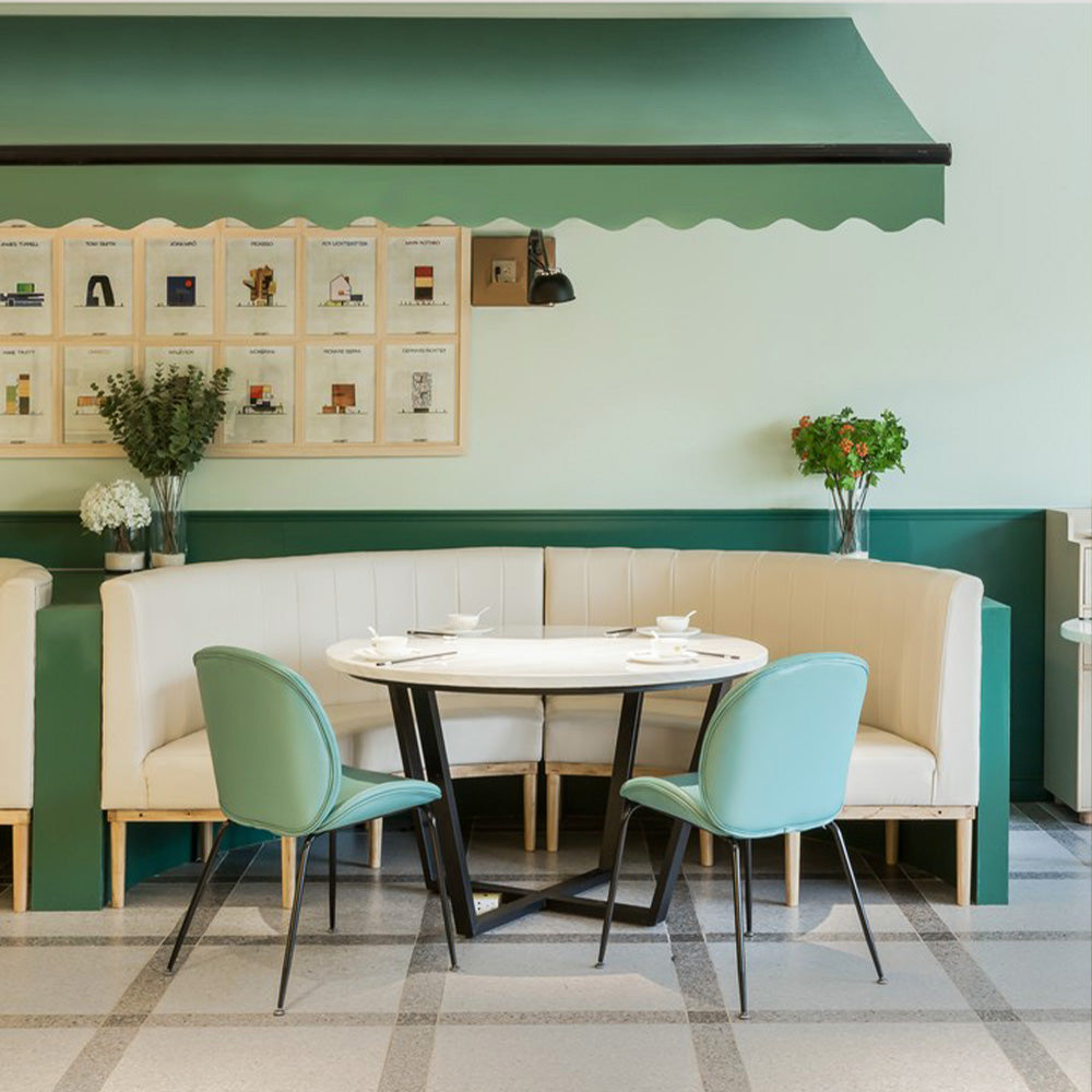 HUALIN Luxurious sintered stone dining tables, solid wood dining tables, dining chairs and comfortable booths. Customizable materials, colors and sizes