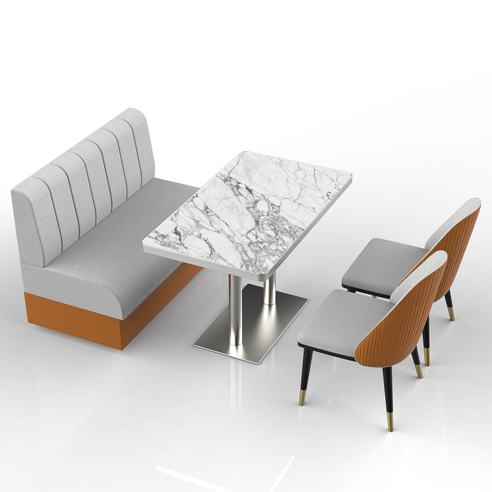 HUALIN Restaurant luxury sintered stone marble dining table chairs comfortable booths, material size color batch customization