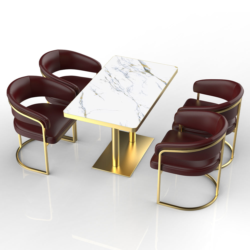 HUALIN Restaurant luxury sintered stone dining table with comfortable chairs, customizable material, color and size