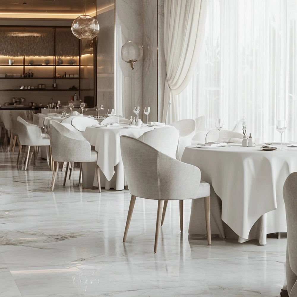 HUALIN Luxurious sintered stone dining tables, solid wood dining tables, dining chairs and comfortable booths. Customizable materials, colors and sizes