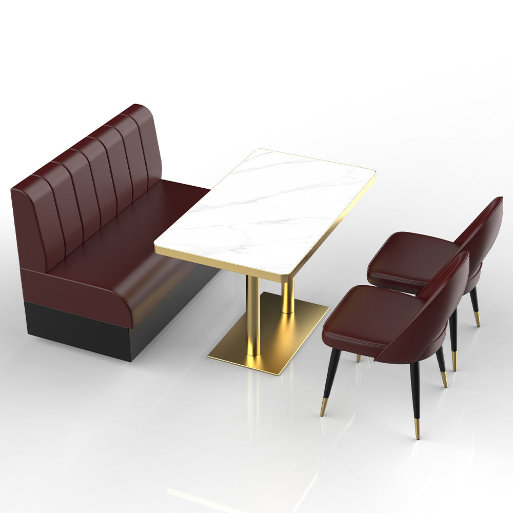 HUALIN Restaurant luxury sintered stone marble dining table chairs comfortable booths, material size color batch customization