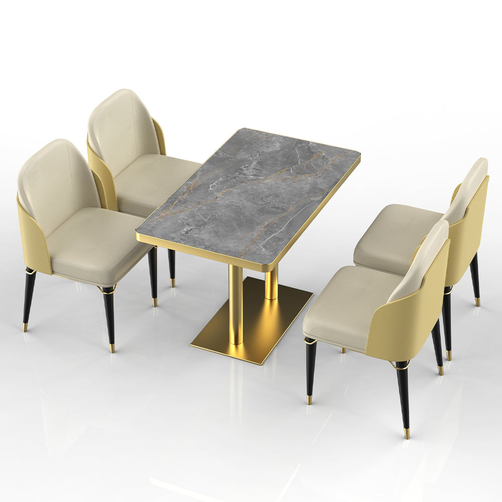 HUALIN Restaurant luxury sintered stone dining table with comfortable chairs, customizable material, color and size