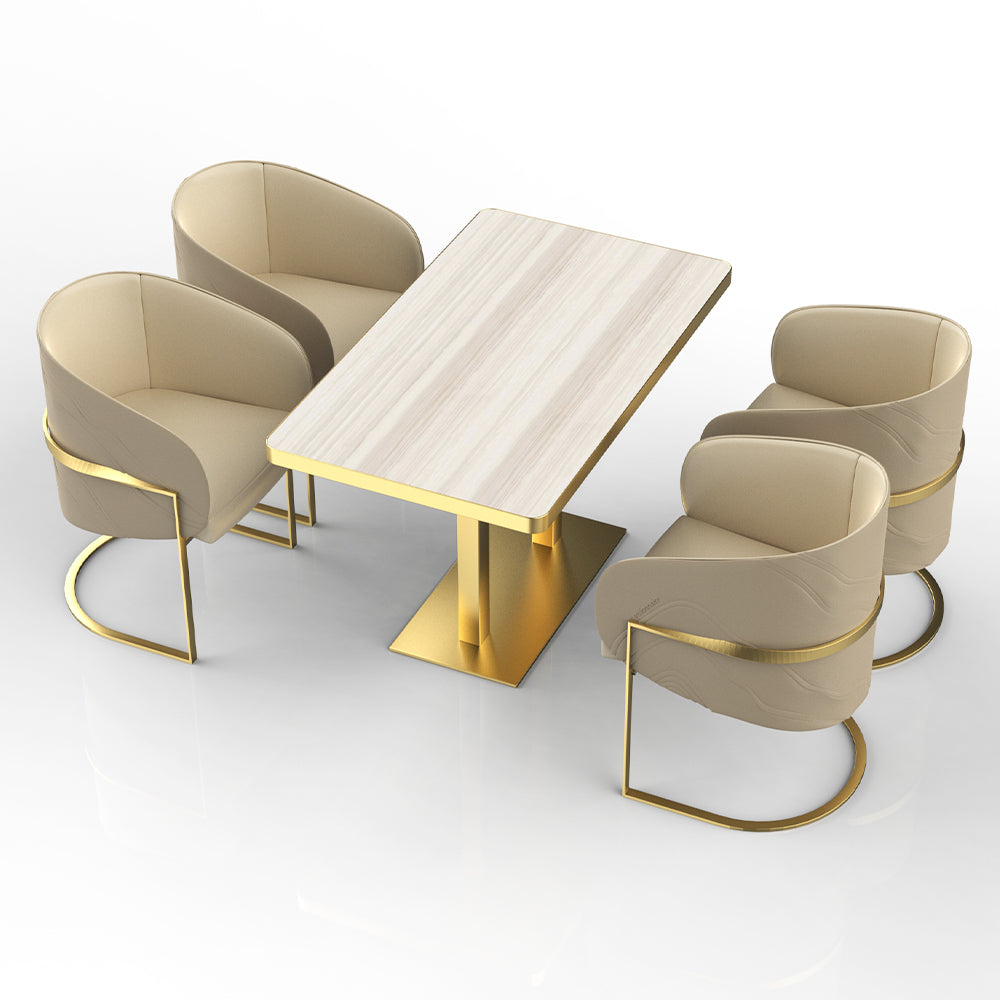 HUALIN Restaurant luxury sintered stone dining table with comfortable chairs, customizable material, color and size