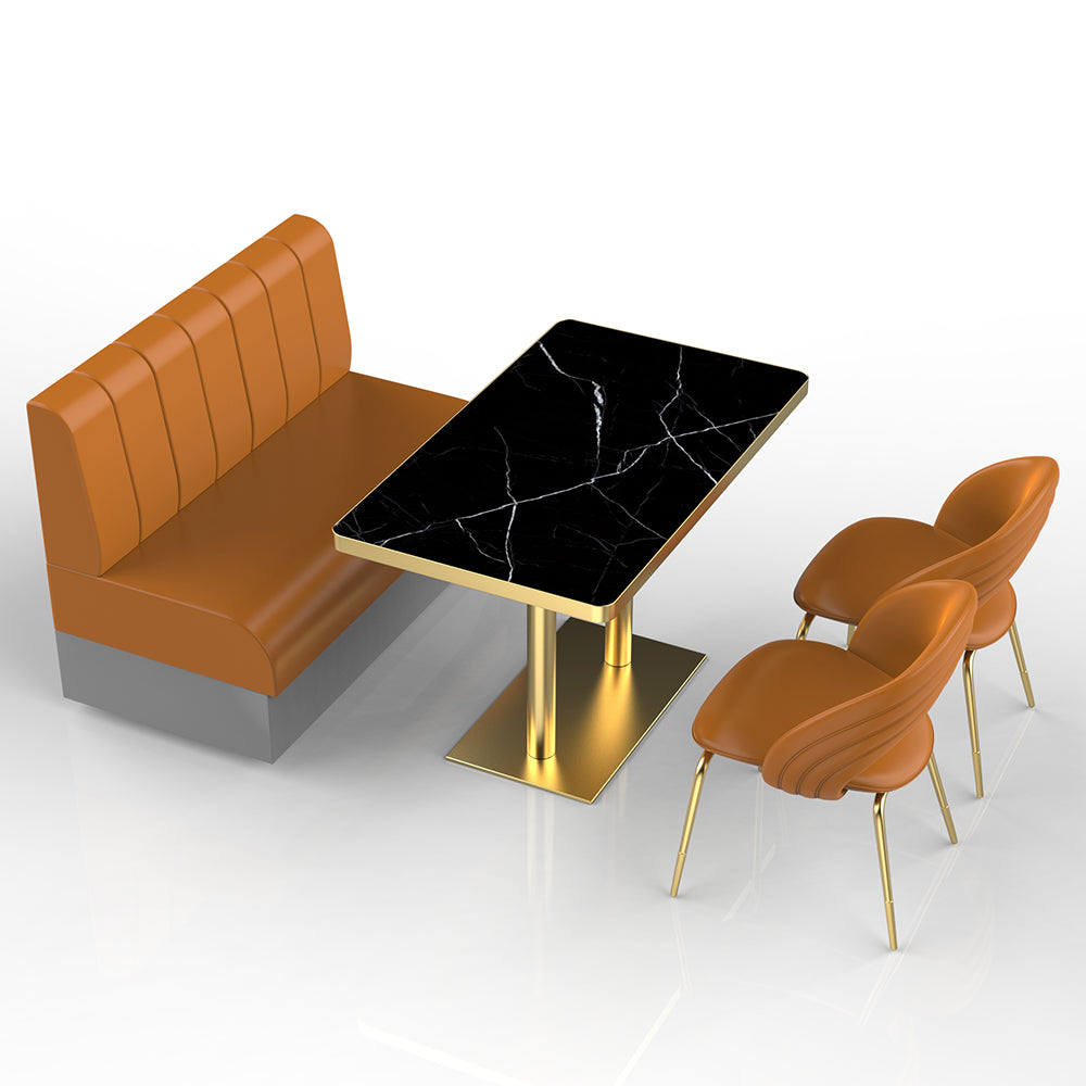 HUALIN Restaurant Luxury Sintered Stone Ceramic Dining Table And Chair Comfortable Booth