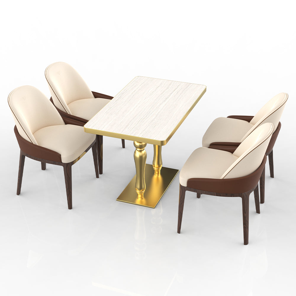 HUALIN Restaurant luxury sintered stone dining table with comfortable chairs, customizable material, color and size