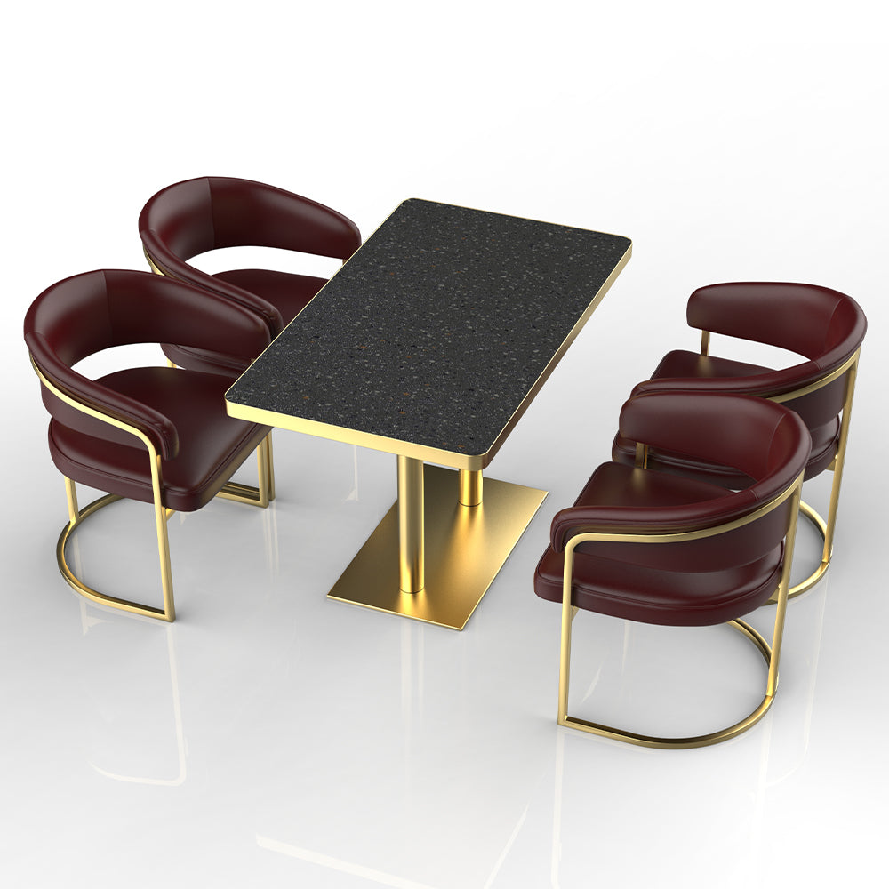 HUALIN Restaurant luxury sintered stone dining table with comfortable chairs, customizable material, color and size