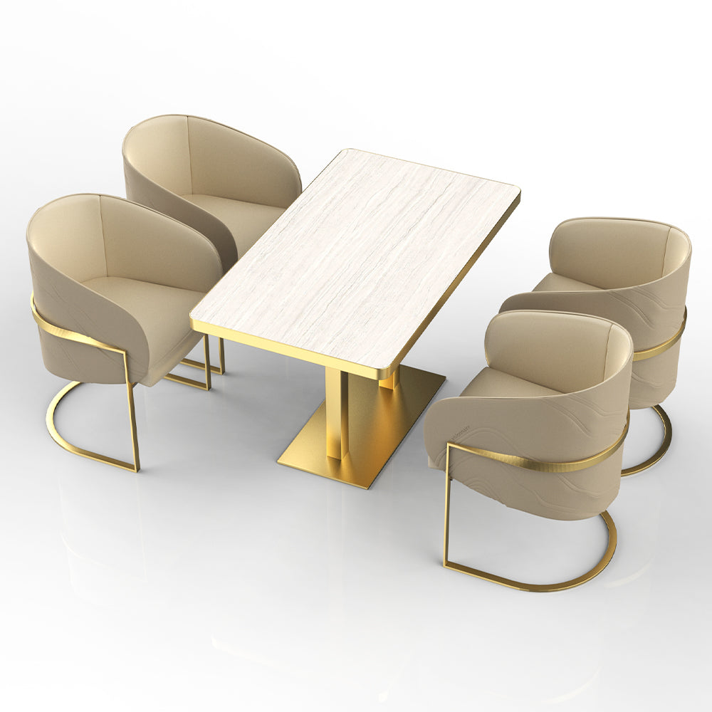 HUALIN Restaurant luxury sintered stone dining table with comfortable chairs, customizable material, color and size