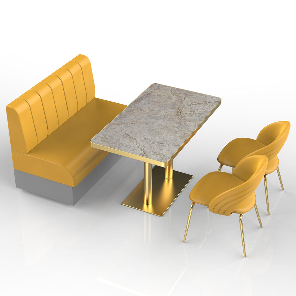 HUALIN Restaurant Luxury Sintered Stone Ceramic Dining Table And Chair Comfortable Booth