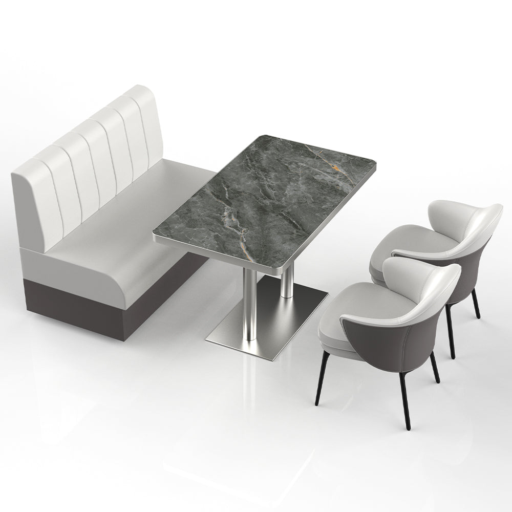 HUALIN Restaurant Luxury Sintered Stone Ceramic Dining Table And Chair Comfortable Booth