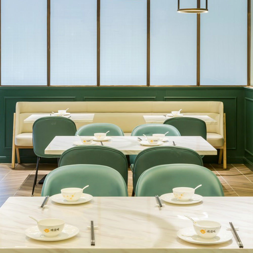 HUALIN Luxurious sintered stone dining tables, solid wood dining tables, dining chairs and comfortable booths. Customizable materials, colors and sizes