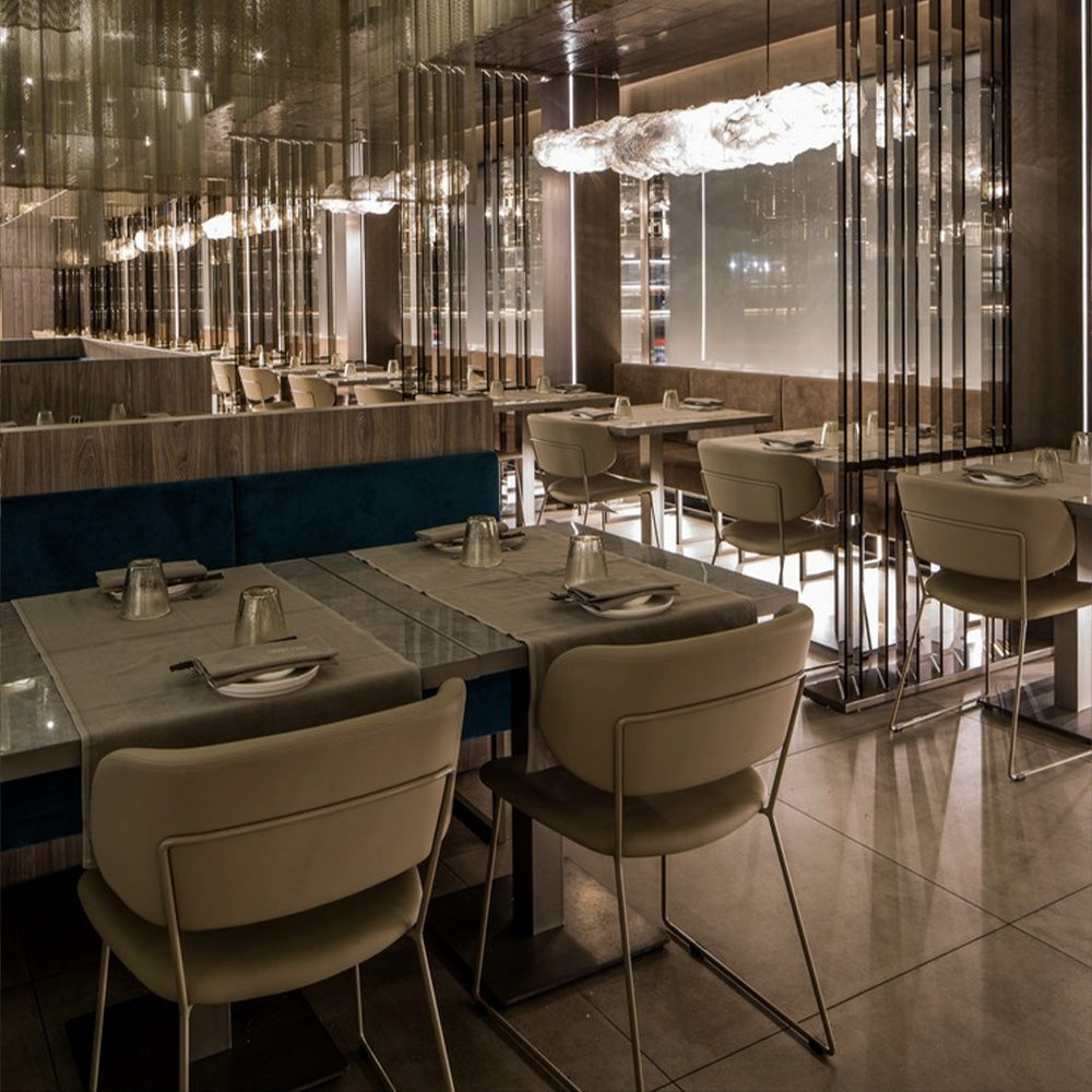 HUALIN Luxurious sintered stone dining tables, solid wood dining tables, dining chairs and comfortable booths. Customizable materials, colors and sizes