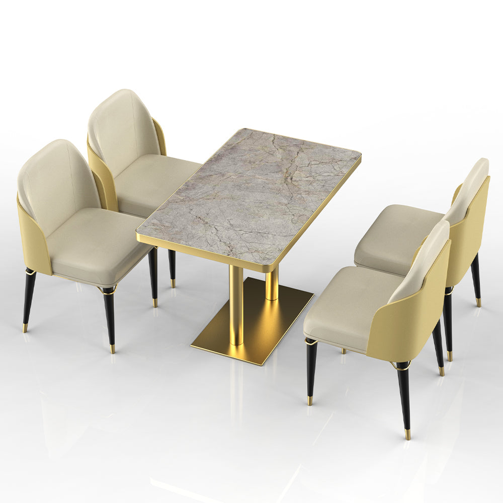 HUALIN Restaurant luxury sintered stone dining table with comfortable chairs, customizable material, color and size