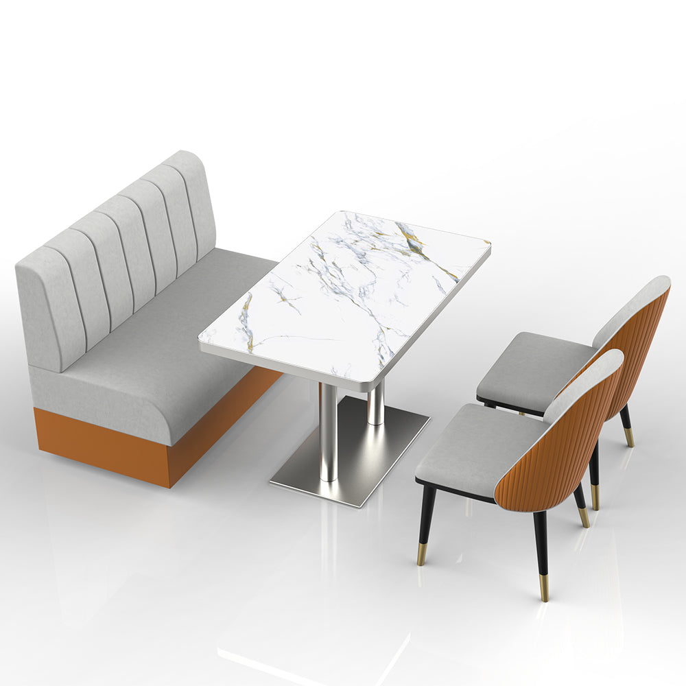 HUALIN Restaurant luxury sintered stone marble dining table chairs comfortable booths, material size color batch customization