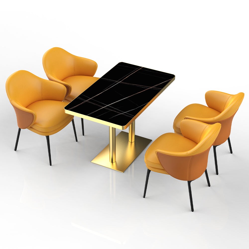 HUALIN Restaurant luxury sintered stone ceramic dining table with comfortable chair