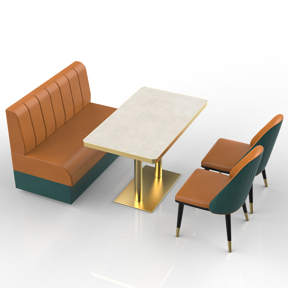 HUALIN Restaurant luxury sintered stone marble dining table chairs comfortable booths, material size color batch customization