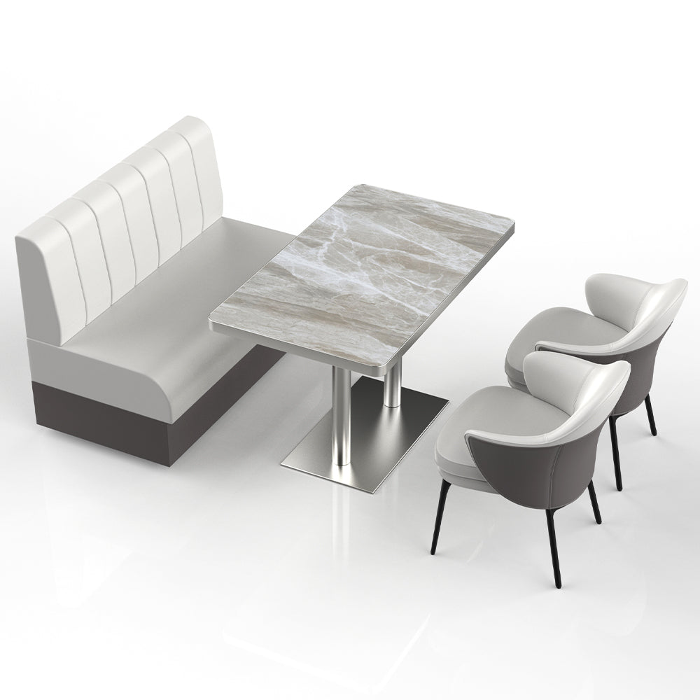 HUALIN Restaurant Luxury Sintered Stone Ceramic Dining Table And Chair Comfortable Booth