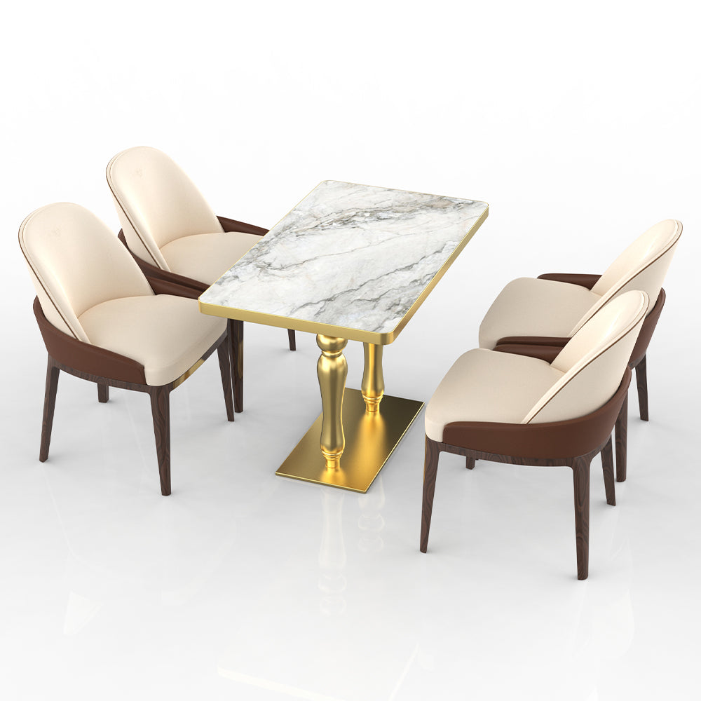 HUALIN Restaurant luxury sintered stone dining table with comfortable chairs, customizable material, color and size