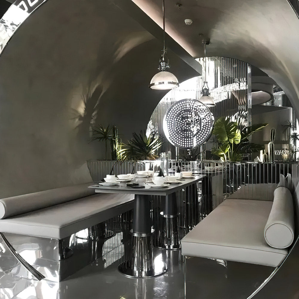 HUALIN Luxurious sintered stone dining tables, solid wood dining tables, dining chairs and comfortable booths. Customizable materials, colors and sizes