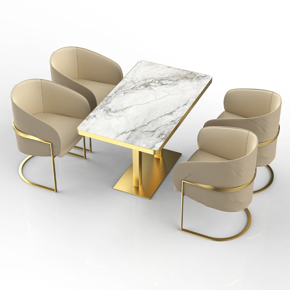 HUALIN Restaurant luxury sintered stone dining table with comfortable chairs, customizable material, color and size