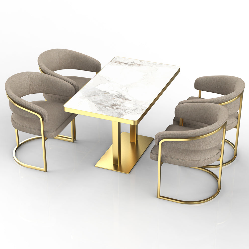 HUALIN Restaurant luxury sintered stone ceramic dining table with comfortable chair