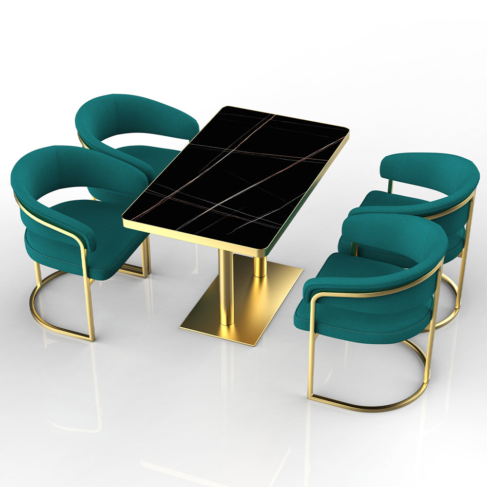 HUALIN Restaurant luxury sintered stone dining table with comfortable chairs, customizable material, color and size