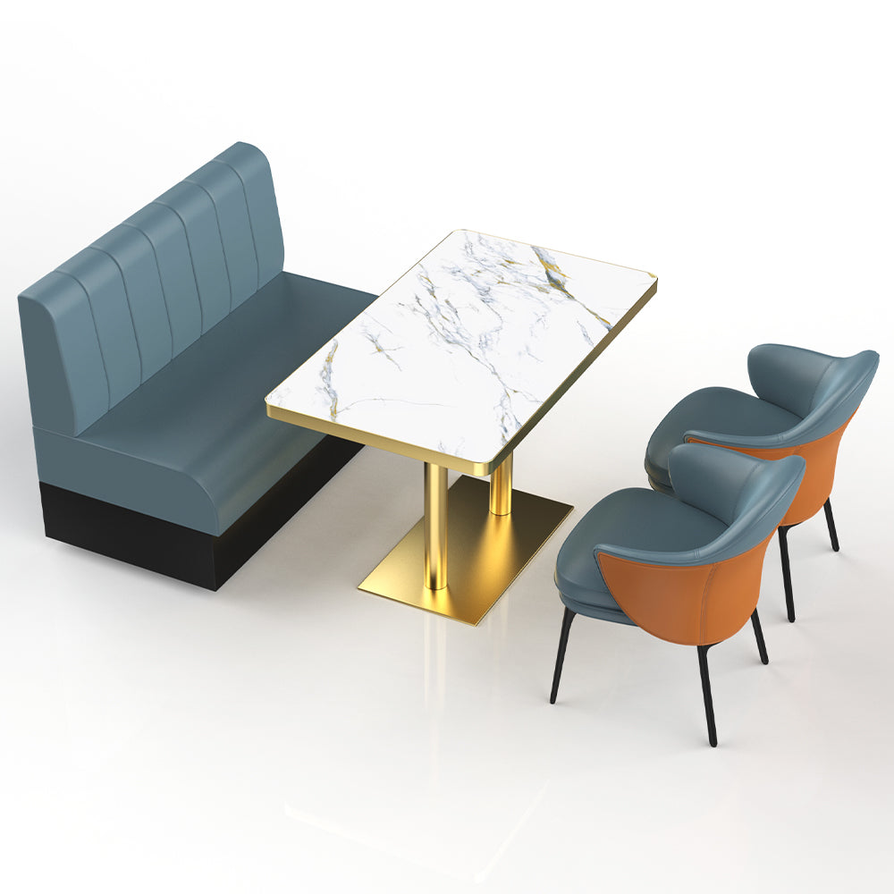 HUALIN Restaurant Luxury Sintered Stone Ceramic Dining Table And Chair Comfortable Booth