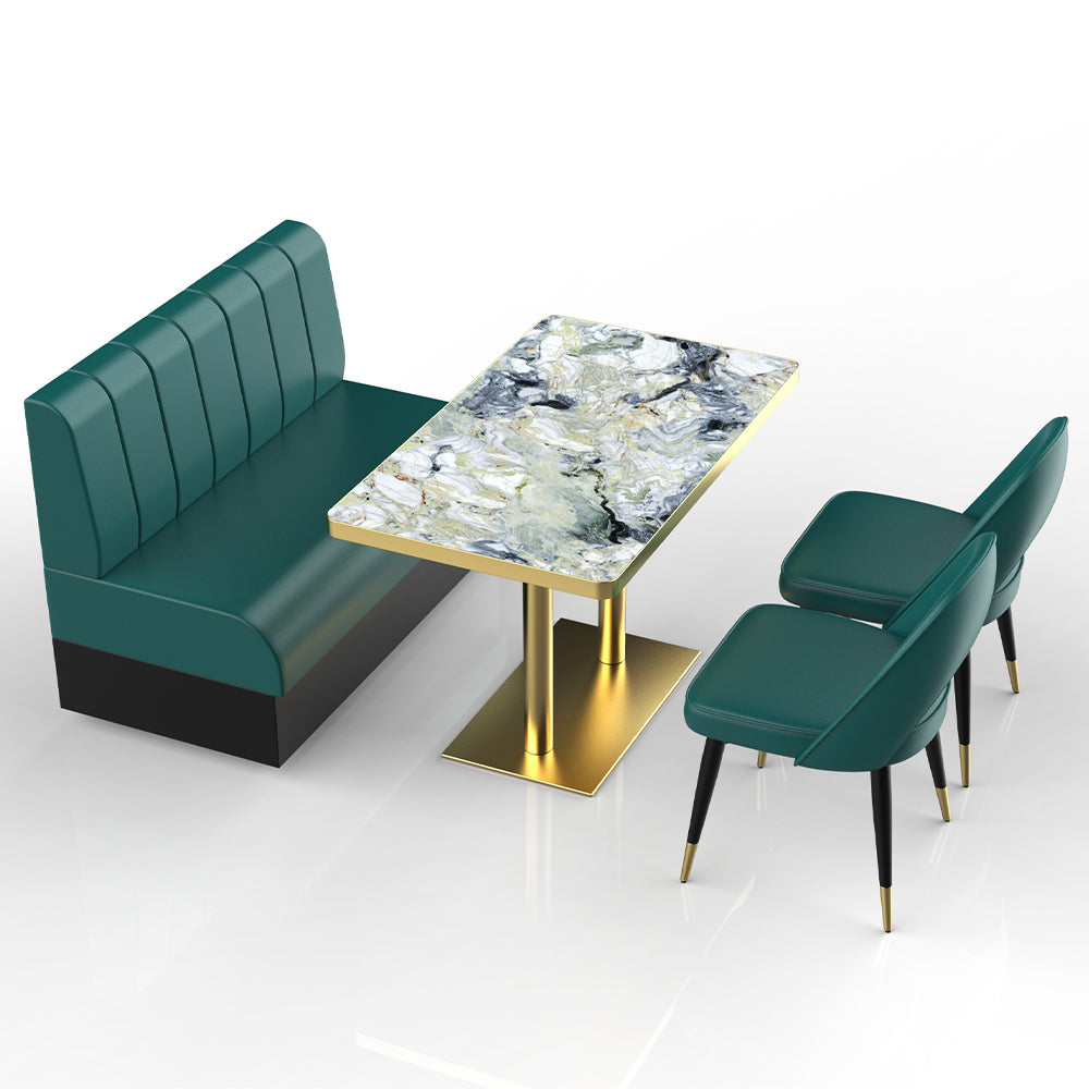 HUALIN Restaurant luxury sintered stone marble dining table chairs comfortable booths, material size color batch customization