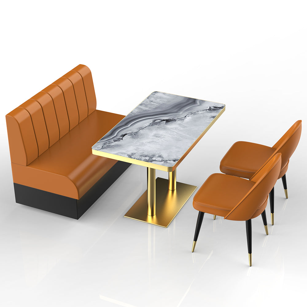 HUALIN Restaurant Luxury Sintered Stone Ceramic Dining Table And Chair Comfortable Booth