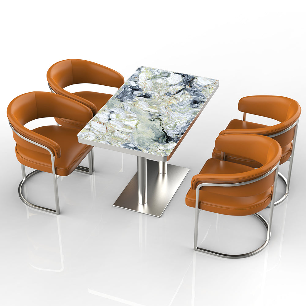 HUALIN Restaurant luxury sintered stone dining table with comfortable chairs, customizable material, color and size