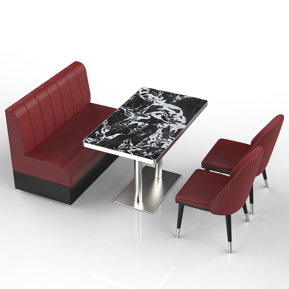 HUALIN Restaurant luxury sintered stone marble dining table chairs comfortable booths, material size color batch customization