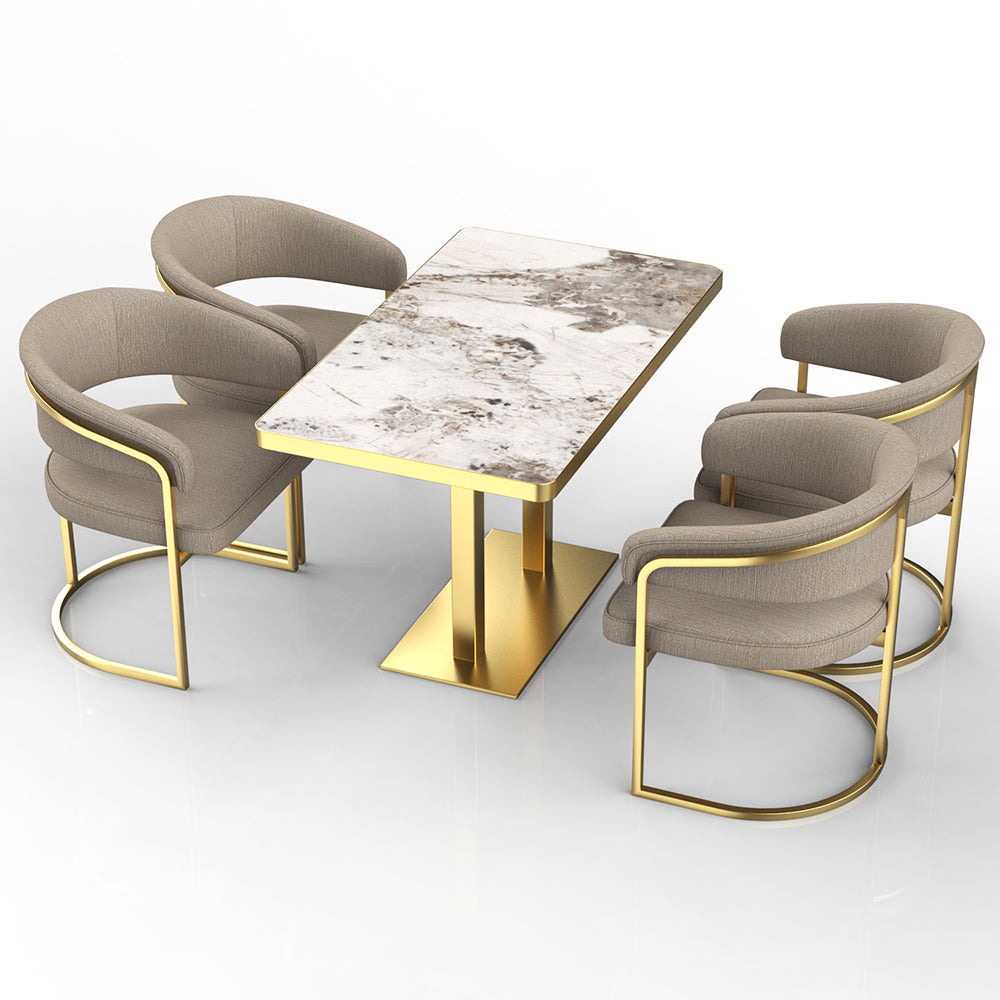HUALIN Restaurant luxury sintered stone ceramic dining table with comfortable chair