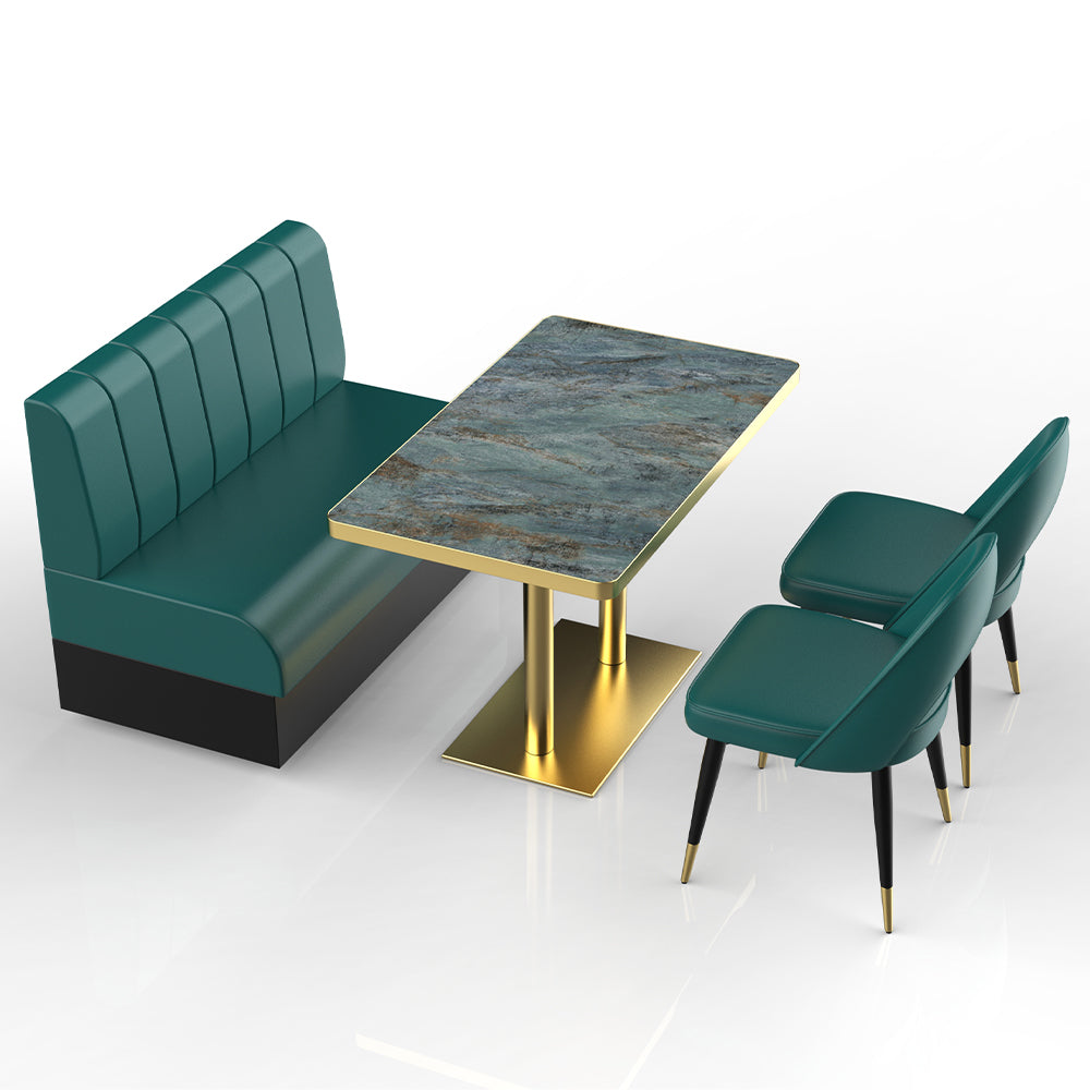 HUALIN Restaurant luxury sintered stone marble dining table chairs comfortable booths, material size color batch customization