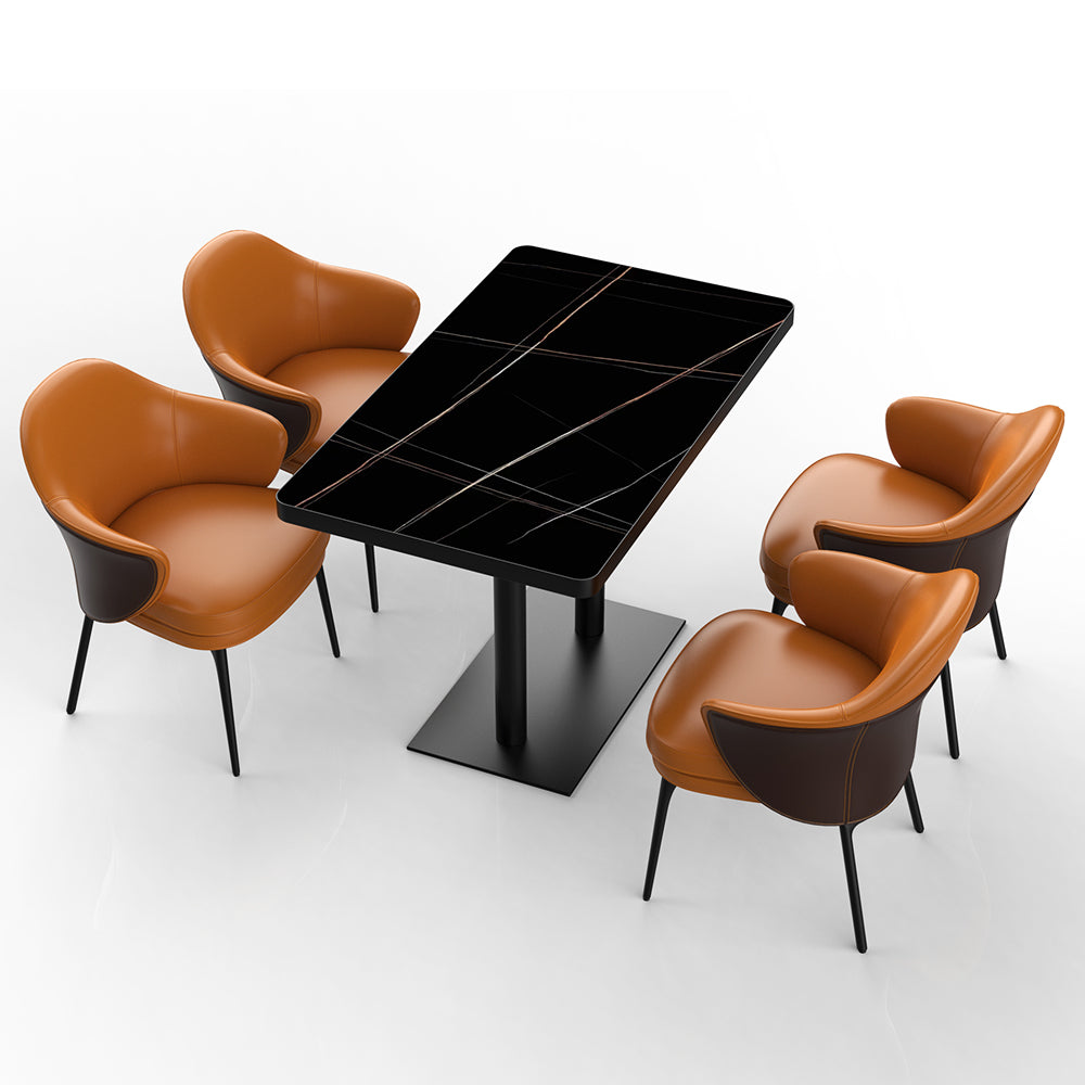 HUALIN Restaurant luxury sintered stone ceramic dining table with comfortable chair