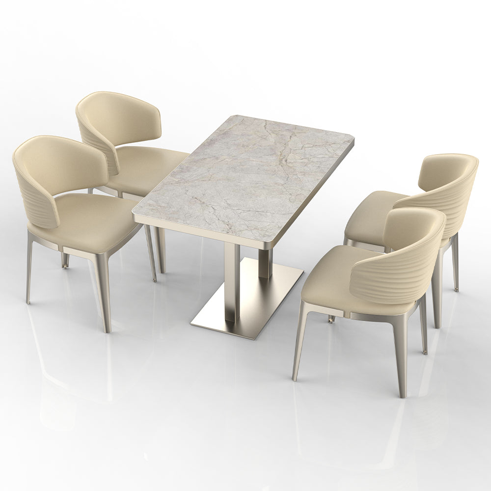 HUALIN Restaurant luxury sintered stone dining table with comfortable chairs, customizable material, color and size