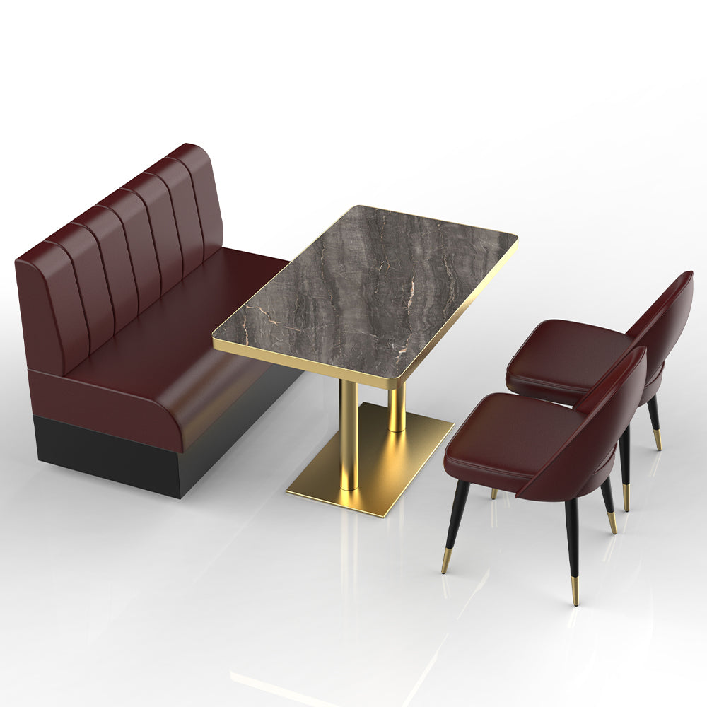 HUALIN Restaurant luxury sintered stone marble dining table chairs comfortable booths, material size color batch customization