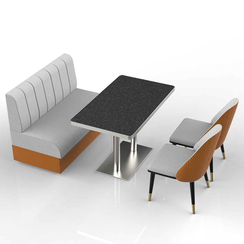 HUALIN Restaurant luxury sintered stone marble dining table chairs comfortable booths, material size color batch customization