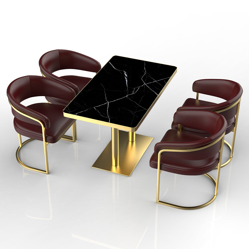HUALIN Restaurant luxury sintered stone dining table with comfortable chairs, customizable material, color and size
